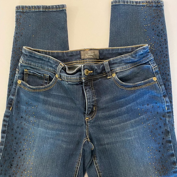 Chico’s so slimming ankle jeans size (00/2-XXS)Rainier Indigo w/sparkling jewel - Picture 8 of 11